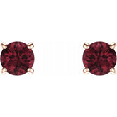 14K Rose 5 mm Natural Mozambique Garnet Stud Earrings